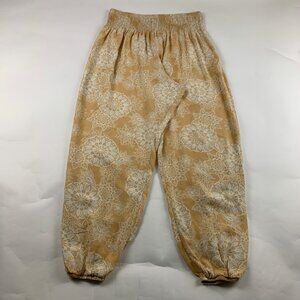 Lotus & Luna Yellow Lotus Kaleidescope Print High Rise Harem Pant L